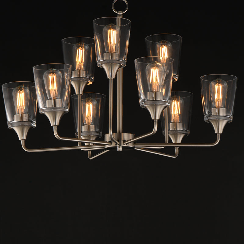 Maxim 12879CLSN Hudson 9 Light Two Tier Chandelier | Satin Nickel