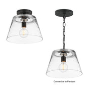 Maxim 12880CLBK Hudson 1 Light Semi Flush Mount/Pendant | Black