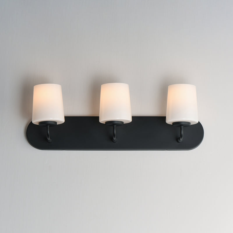 Maxim 12893WTBK Durham 3 Light Strip Bath Vanity | Black