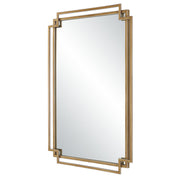 Dreska Brushed Gold with Silver Highlights Mirror | Modern Rectangle Iron Frame Bathroom Vanity Mirror Mounted Vertical or Horizontal (22 in. W x 34 in. H x 1 in. D)
