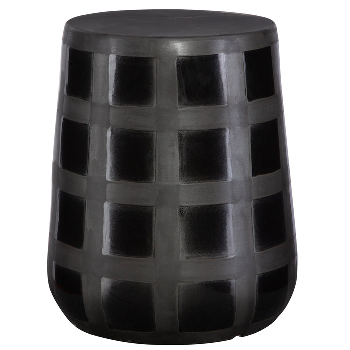 Uttermost Patchwork Gridded Black Garden Stool