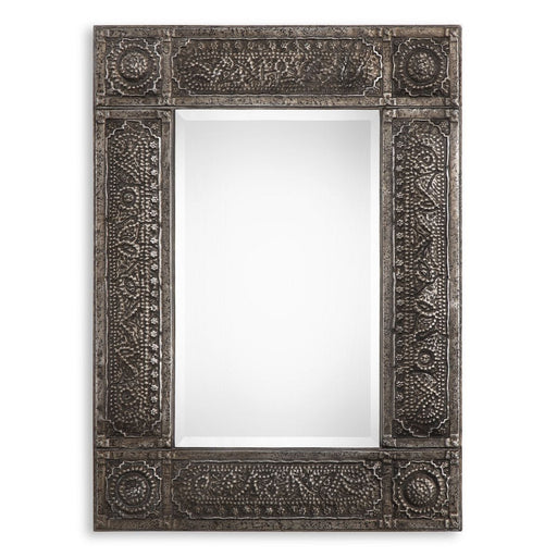 Marque Antique Rust Gray Mirror | Classic Ornate Rectangle Embossed Metal Frame Bathroom Vanity Mirror Mounted Vertical or Horizontal (30 in. W x 40 in. H x 2 in. D)