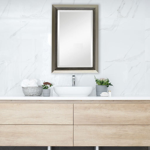 Vossa Warm Silver Mirror | Modern Rectangle Polystyrene Frame Bathroom Vanity Mirror Mounted Vertical or Horizontal (24 in. W x 36 in. H x 1 in. D)