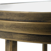 Mavren Nesting Tables Set of 2 | Antique Brushed Gold and Mirrored Top (Medium: 15 in. W x 21 in. H; Large: 18 in. W x 24 in. H)