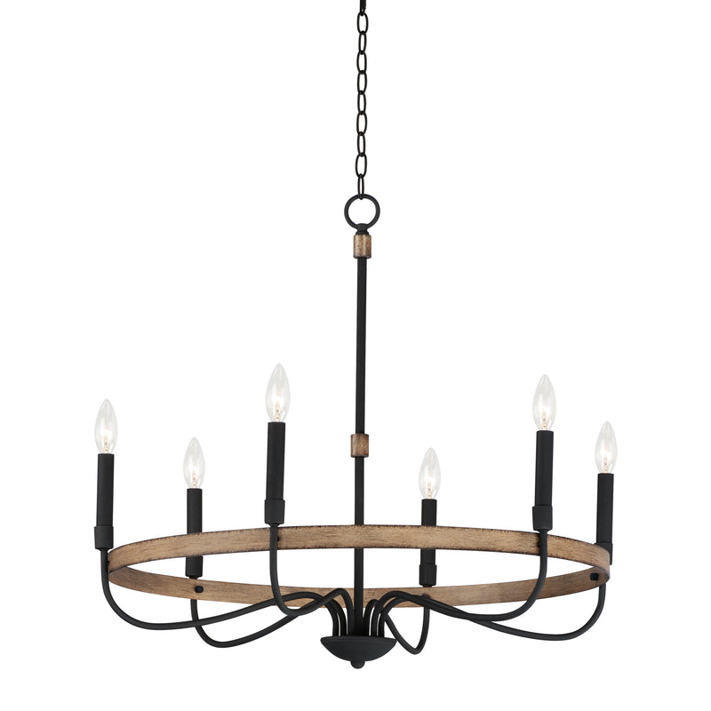 Maxim 14446DWBK Franklin 6 Light Chandelier | Driftwood / Black