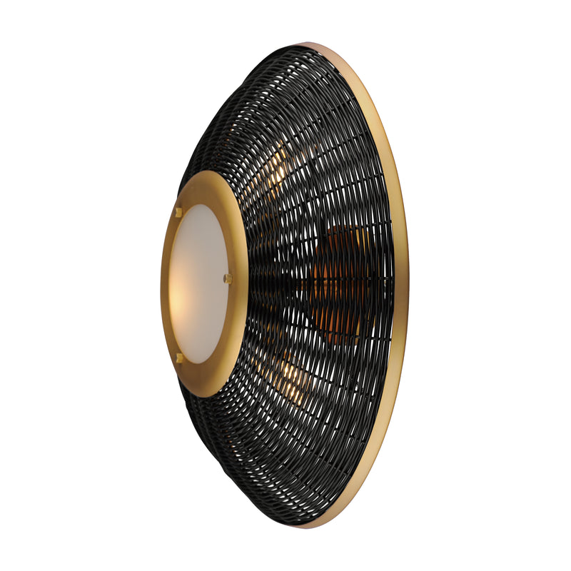 Maxim 14460BRNAB Rattan 20" Wall Sconce/Semi Flush Mount | Natural Aged Brass