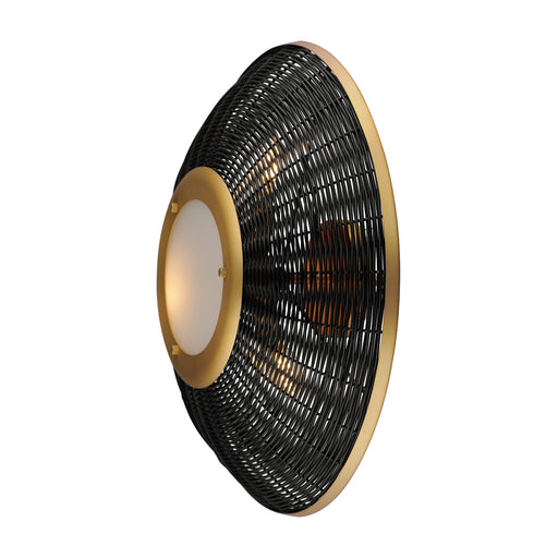 Maxim 14460BRNAB Rattan 20" Wall Sconce/Semi Flush Mount | Natural Aged Brass