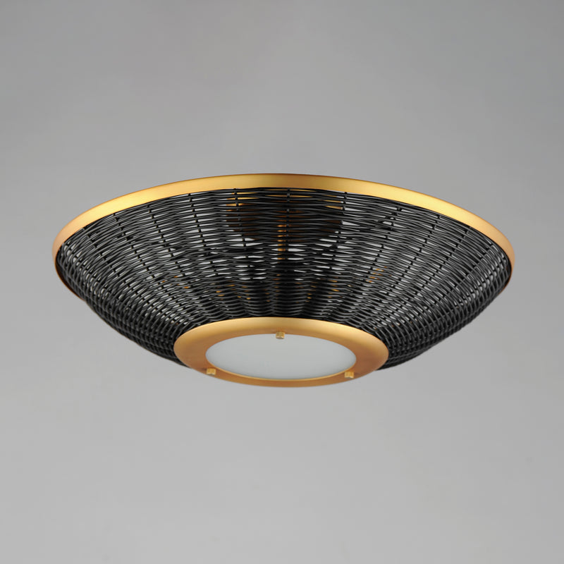 Maxim 14460BRNAB Rattan 20" Wall Sconce/Semi Flush Mount | Natural Aged Brass