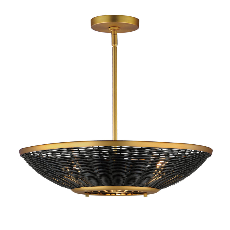 Maxim 14462BRNAB Rattan 20" 3 Light Pendant | Natural Aged Brass