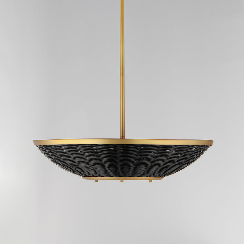 Maxim 14462BRNAB Rattan 20" 3 Light Pendant | Natural Aged Brass