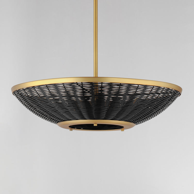 Maxim 14462BRNAB Rattan 20" 3 Light Pendant | Natural Aged Brass