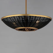 Maxim 14462BRNAB Rattan 20" 3 Light Pendant | Natural Aged Brass