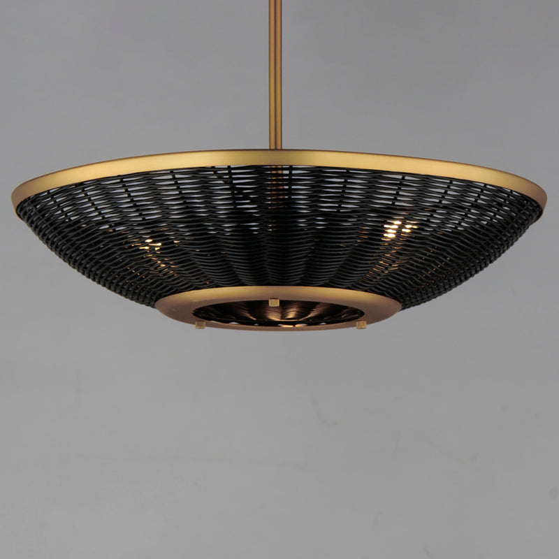 Maxim 14462BRNAB Rattan 20" 3 Light Pendant | Natural Aged Brass