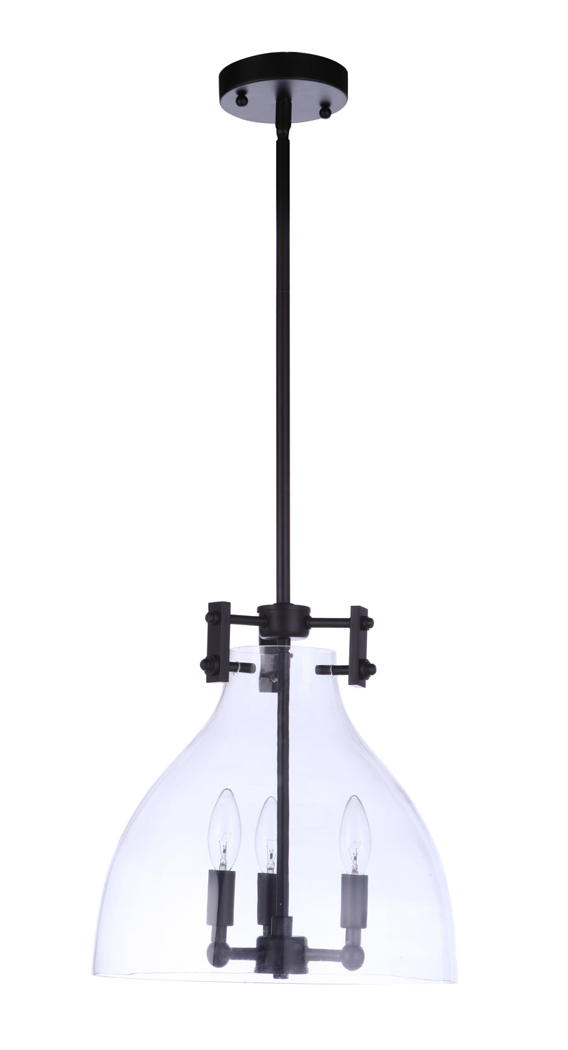 Craftmade 55893-FB Chardonnay 3 Light Pendant -Flat Black