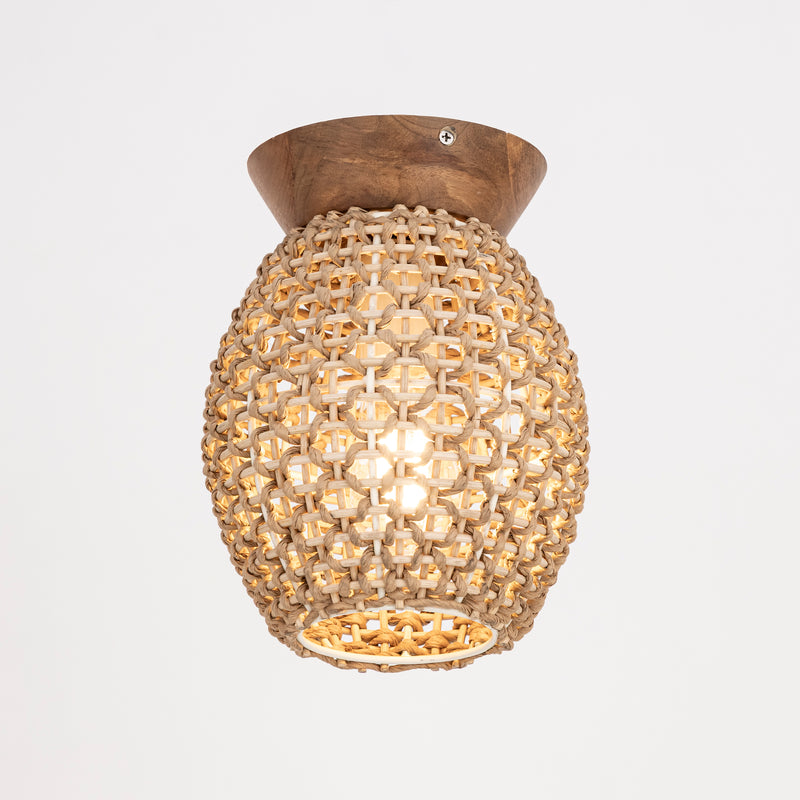 Maxim 14920NA Cotswold Flush Mount | Natural Rattan Wood