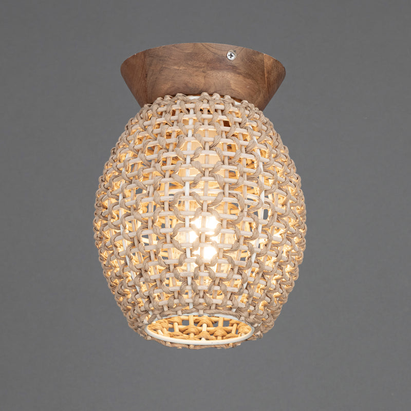 Maxim 14920NA Cotswold Flush Mount | Natural Rattan Wood