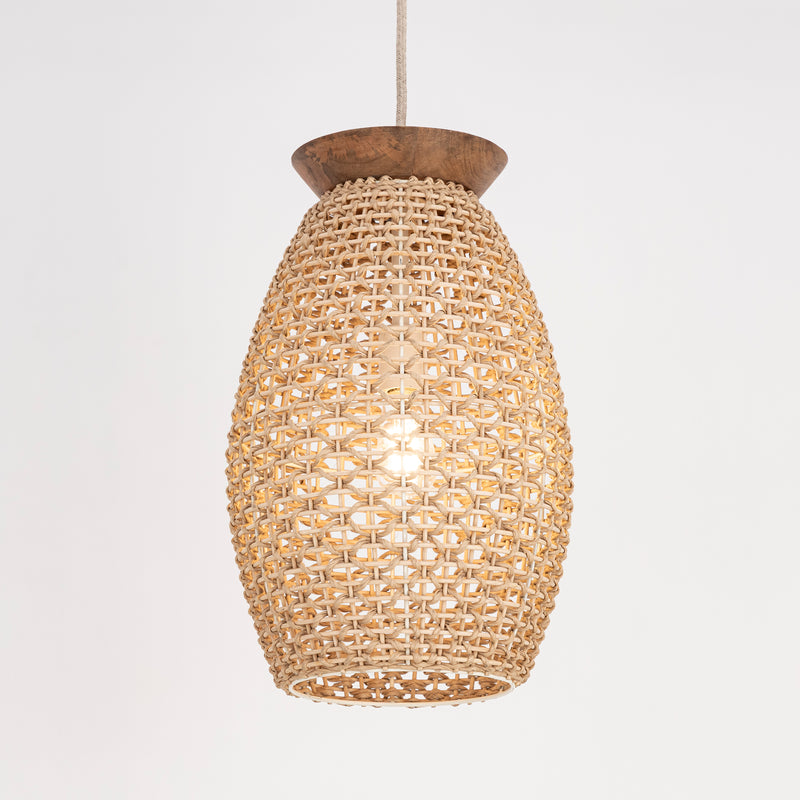 Maxim 14922NA Cotswold 1 Light Pendant | Natural Rattan Wood