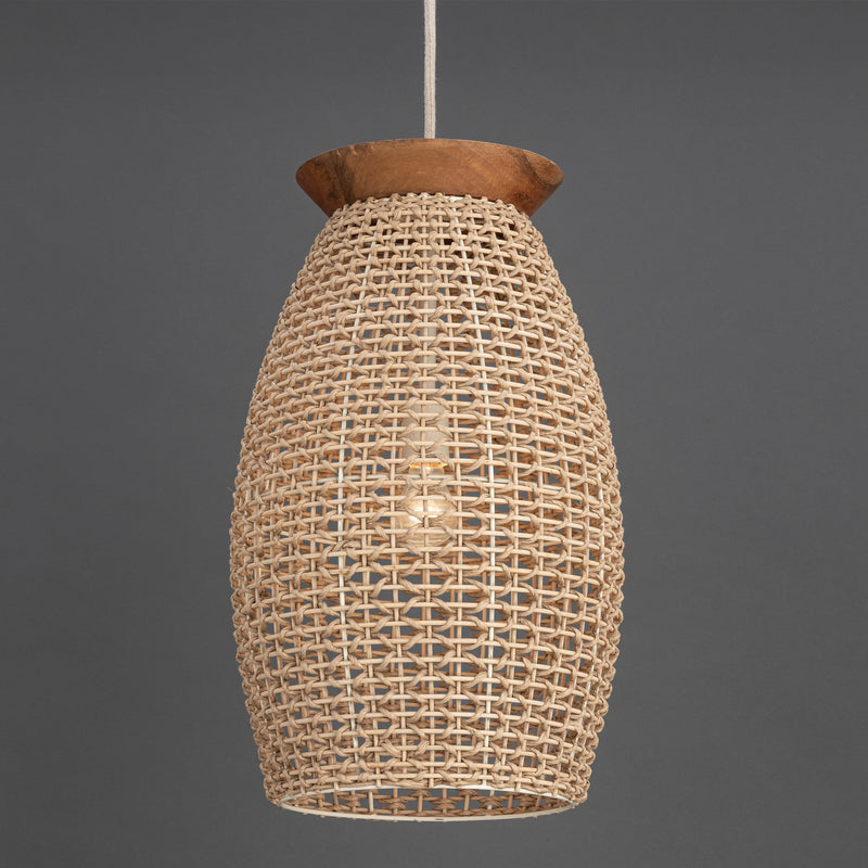 Maxim 14924NA Cotswold Large 1 Light Pendant | Natural Rattan Wood