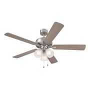 Stellant 52 in. Brushed Nickel Ceiling Fan with LED Light and Pull Chain Control - ALCOVE LIGHTING