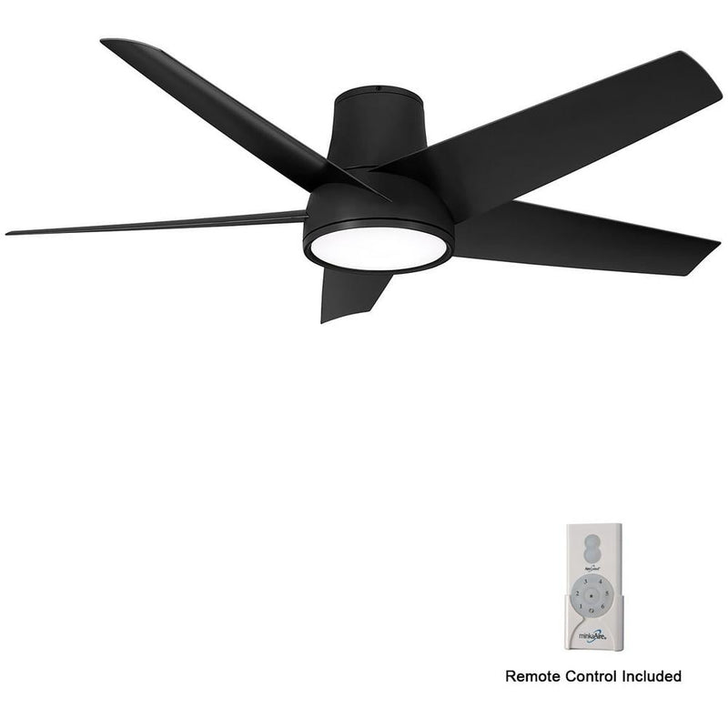 Minka Aire Chubby F782L-CL 58-Inch Wet LED Outdoor Hugger Flush Mount Ceiling Fan in Coal Black with Remote