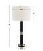 Zentro Black and Antique Gold Modern Metal Table Lamp with White Linen Shade (32" H Lamp with 10" H x 14" W Shade)