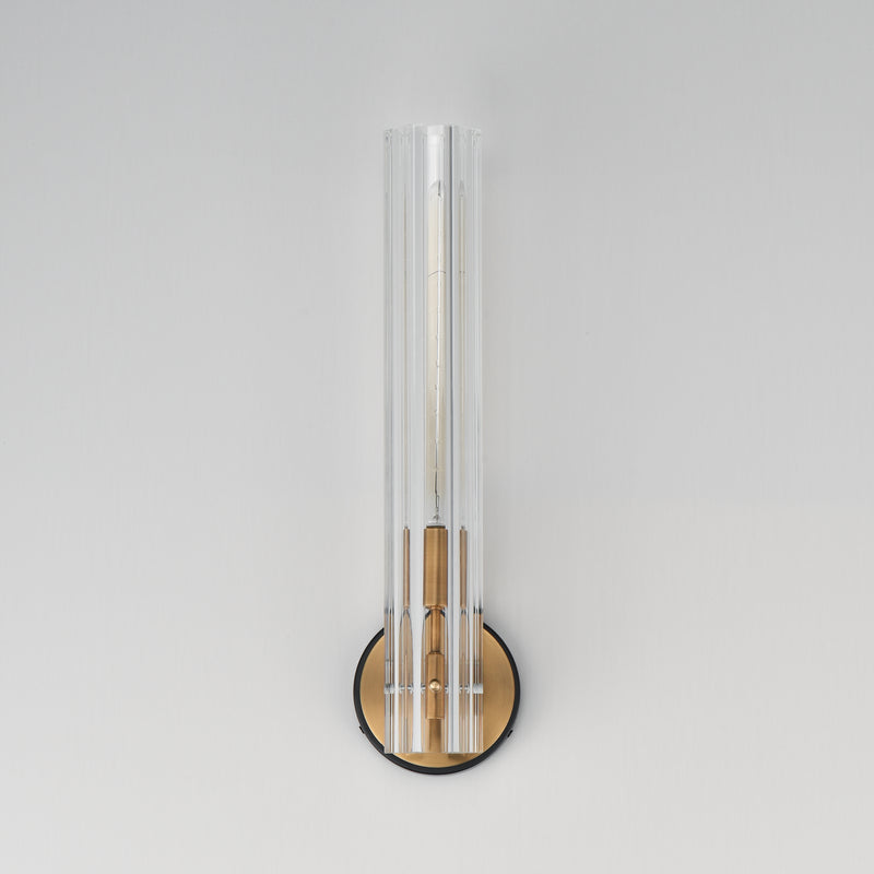 Maxim 16110CLBKAB Flambeau 1 Light Wall Sconce | Black / Antique Brass
