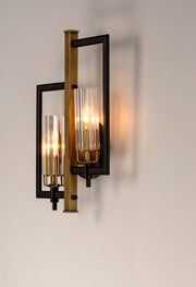 Maxim 16112CLBKAB Flambeau 2 Light Wall Sconce | Black / Antique Brass