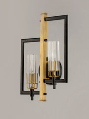 Maxim 16112CLBKAB Flambeau 2 Light Wall Sconce | Black / Antique Brass