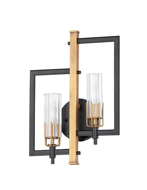 Maxim 16112CLBKAB Flambeau 2 Light Wall Sconce | Black / Antique Brass