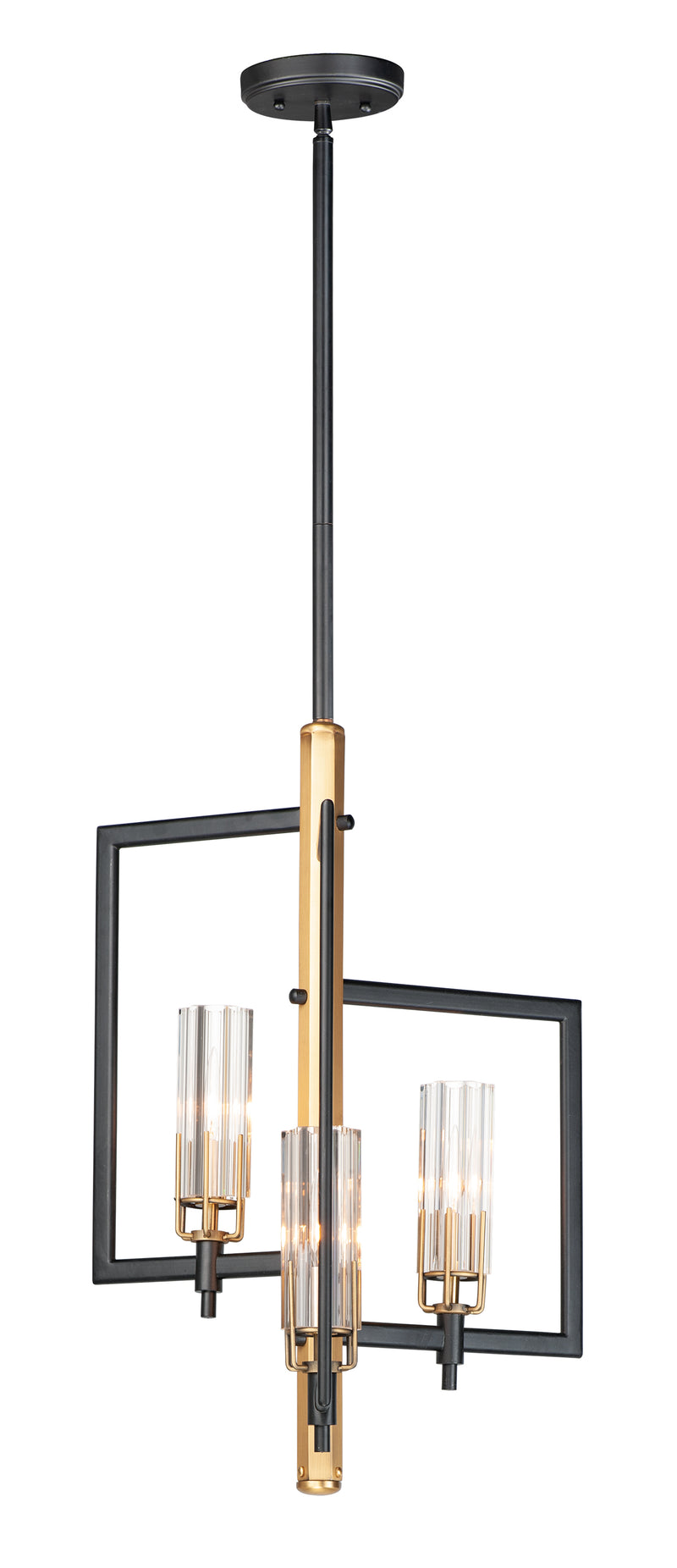 Maxim 16113CLBKAB Flambeau 3 Light Chandelier | Black / Antique Brass