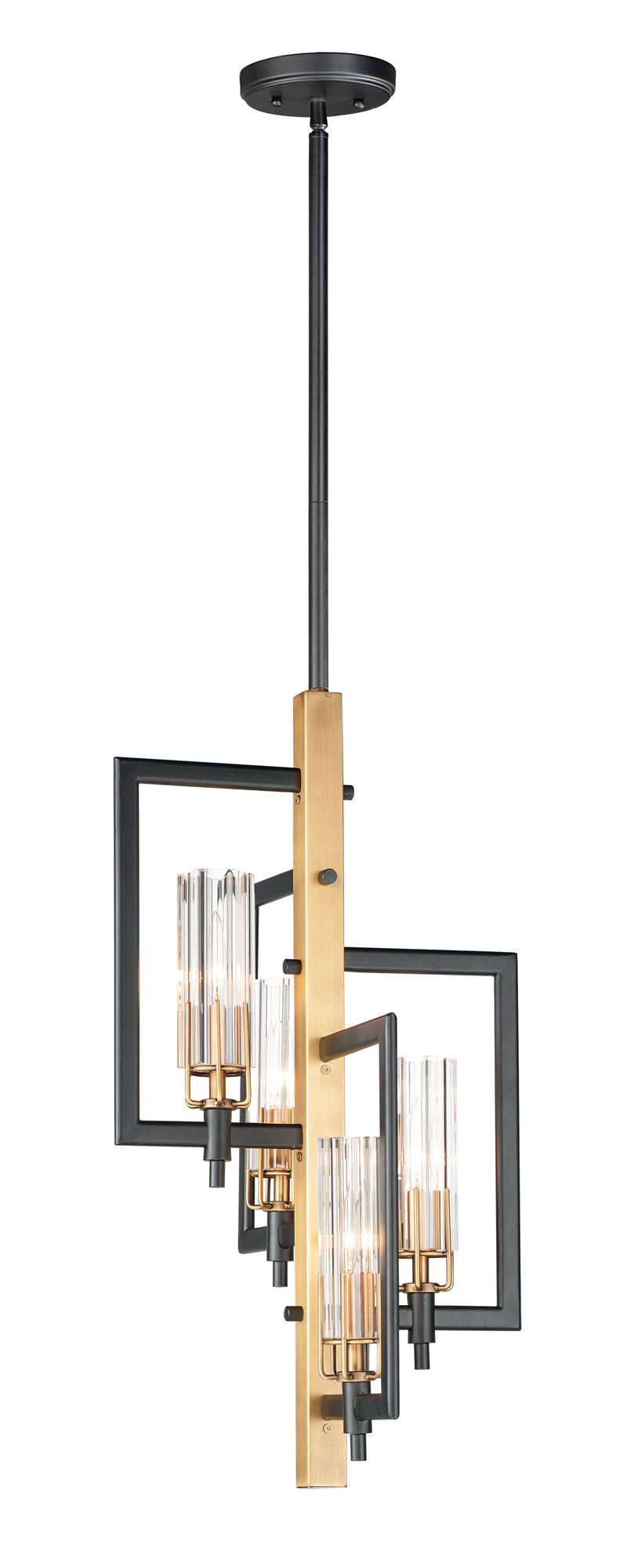 Maxim 16114CLBKAB Flambeau 4 Light Chandelier | Black / Antique Brass