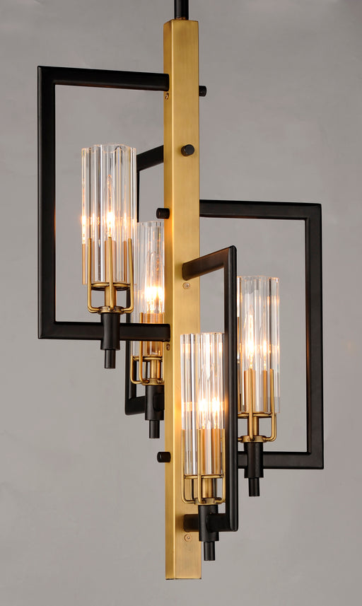 Maxim 16114CLBKAB Flambeau 4 Light Chandelier | Black / Antique Brass