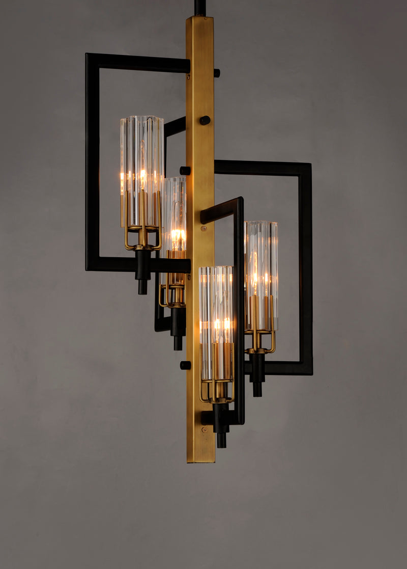 Maxim 16114CLBKAB Flambeau 4 Light Chandelier | Black / Antique Brass