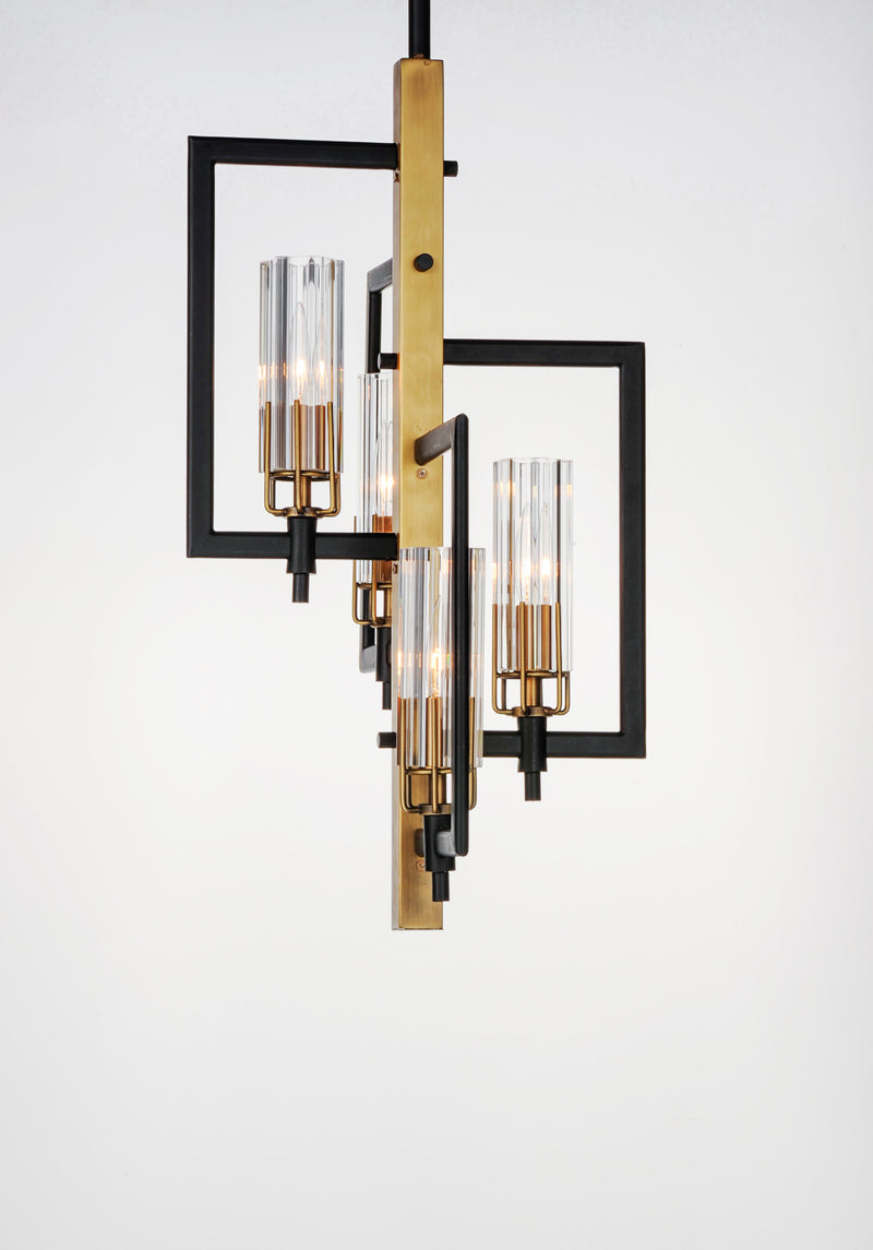 Maxim 16114CLBKAB Flambeau 4 Light Chandelier | Black / Antique Brass