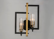 Maxim 16115CLBKAB Flambeau 2 Light Wall Sconce | Black / Antique Brass