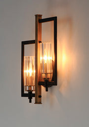 Maxim 16115CLBKAB Flambeau 2 Light Wall Sconce | Black / Antique Brass