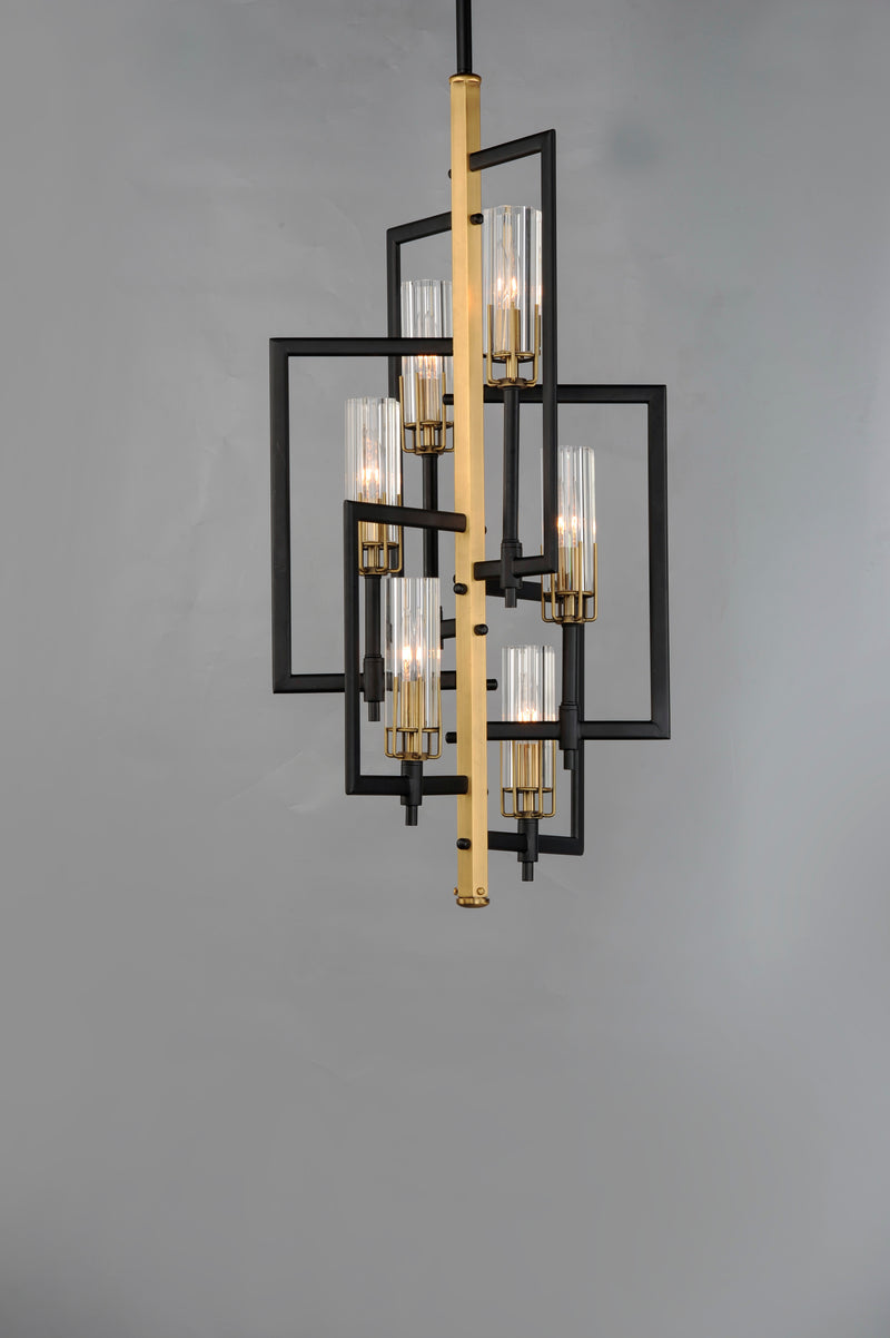 Maxim 16116CLBKAB Flambeau 6 Light Chandelier | Black / Antique Brass