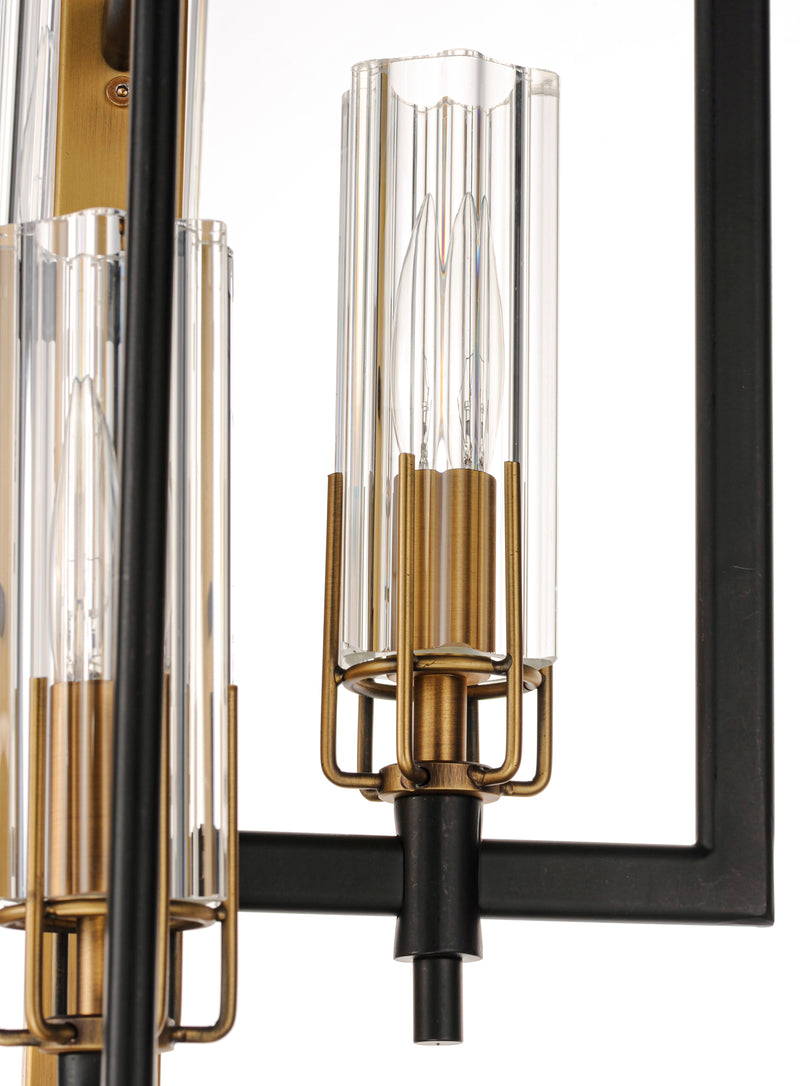 Maxim 16116CLBKAB Flambeau 6 Light Chandelier | Black / Antique Brass