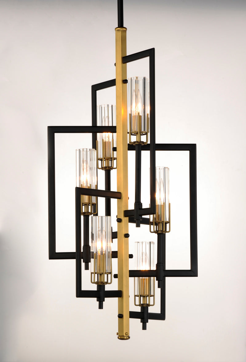 Maxim 16116CLBKAB Flambeau 6 Light Chandelier | Black / Antique Brass