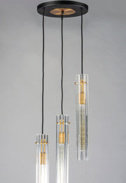 Maxim 16123CLBKAB Flambeau 3 Light Pendant | Black / Antique Brass