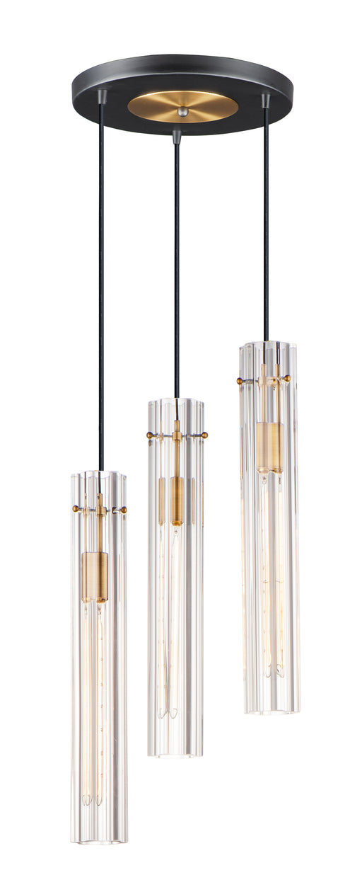 Maxim 16123CLBKAB Flambeau 3 Light Pendant | Black / Antique Brass