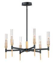 Maxim 16125CLBKAB Flambeau 6 Light LED Chandelier | Black / Antique Brass