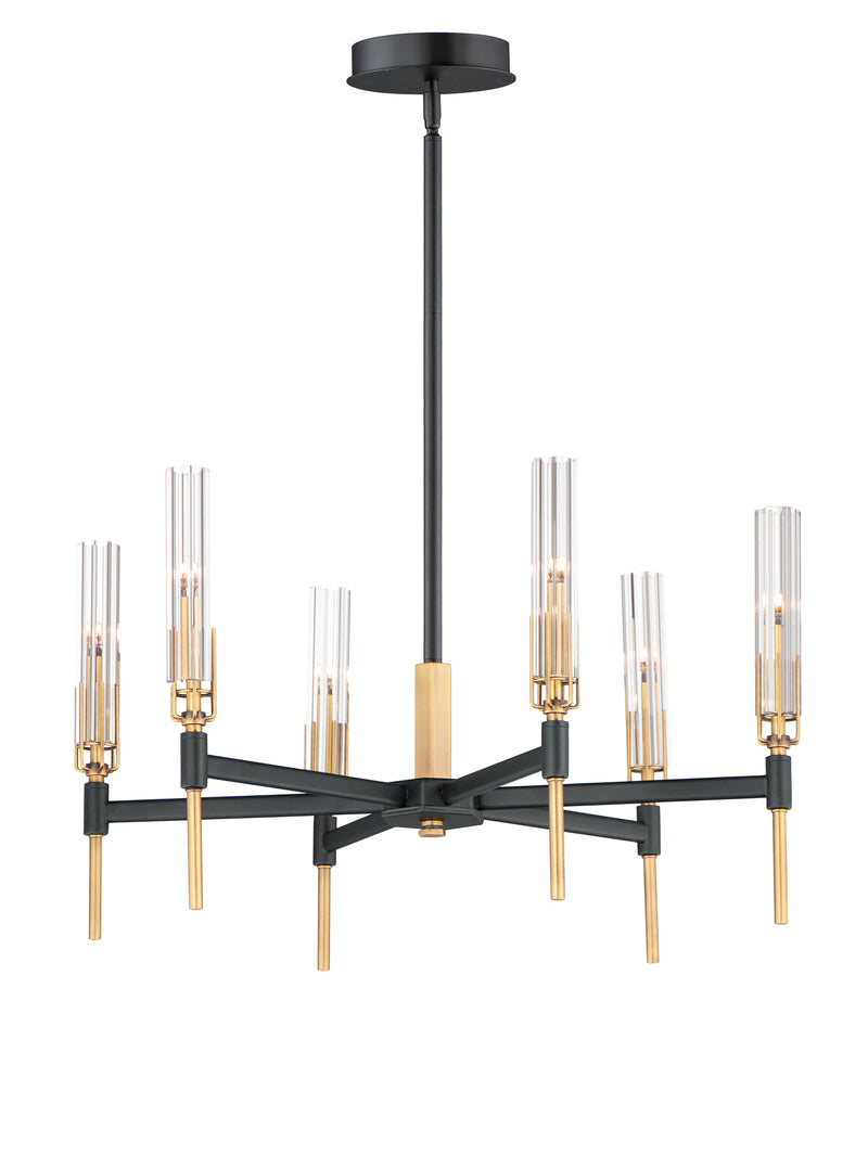 Maxim 16125CLBKAB Flambeau 6 Light LED Chandelier | Black / Antique Brass