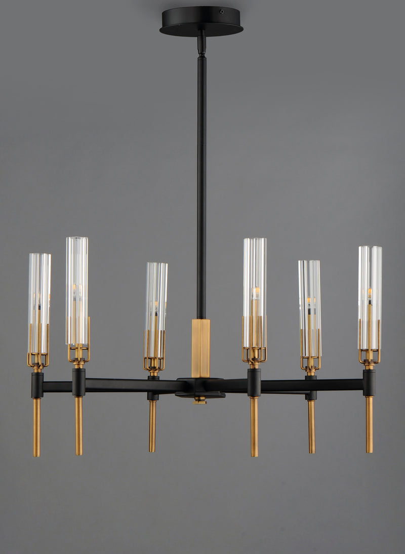 Maxim 16125CLBKAB Flambeau 6 Light LED Chandelier | Black / Antique Brass