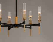 Maxim 16125CLBKAB Flambeau 6 Light LED Chandelier | Black / Antique Brass