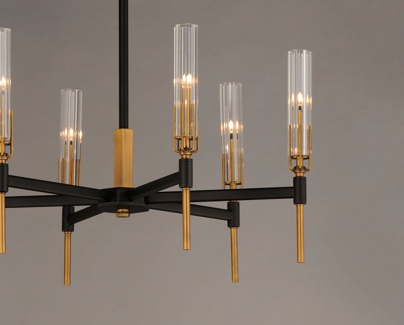 Maxim 16125CLBKAB Flambeau 6 Light LED Chandelier | Black / Antique Brass