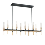 Maxim 16127CLBKAB Flambeau 10 Light Linear LED Chandelier | Black / Antique Brass