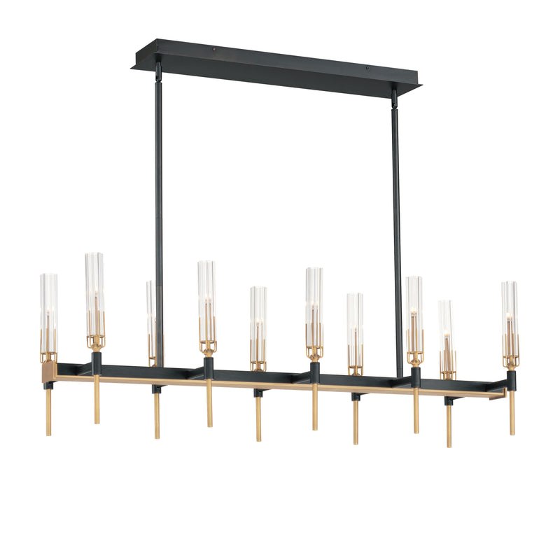 Maxim 16127CLBKAB Flambeau 10 Light Linear LED Chandelier | Black / Antique Brass
