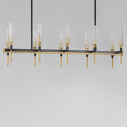 Maxim 16127CLBKAB Flambeau 10 Light Linear LED Chandelier | Black / Antique Brass