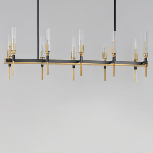 Maxim 16127CLBKAB Flambeau 10 Light Linear LED Chandelier | Black / Antique Brass